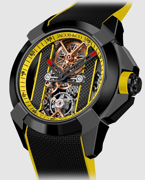 Jacob & Co Replica watch EPIC X STAINLESS STEEL BLACK DLC - YELLOW INNER RING EX120.11.AH.AA.ABRUA